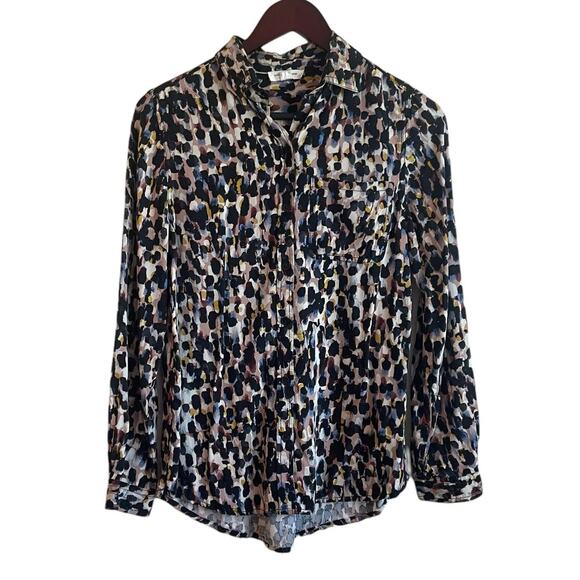 Beach Lunch Lounge Women Top S Abstract Animal Print Button Up Viscose Mob Wife - Picture 1 of 12
